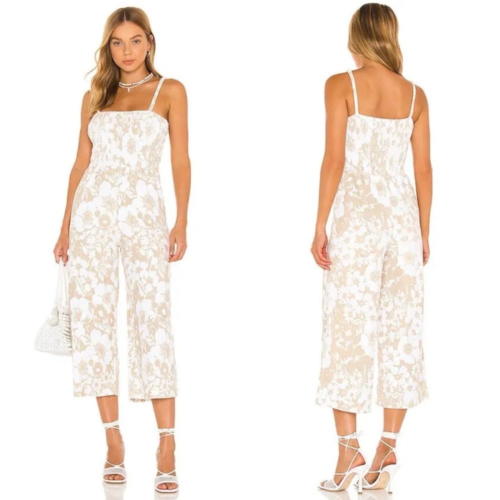 Faithfull the Brand Del Sur Jumpsuit Terry Cloth Cotton Smocked Floral